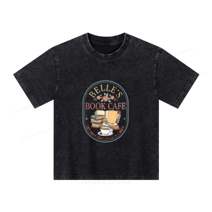 Pagewings Belles Book Cafe Unisex Kids Washed T-shirt