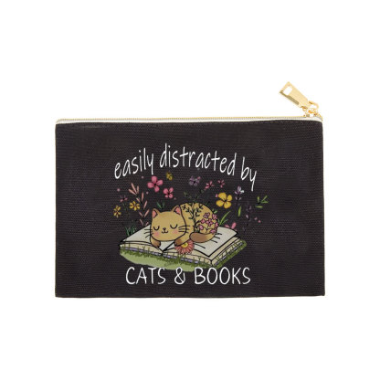 Pagewings Easily Distracted By Cats And Books Pouch
