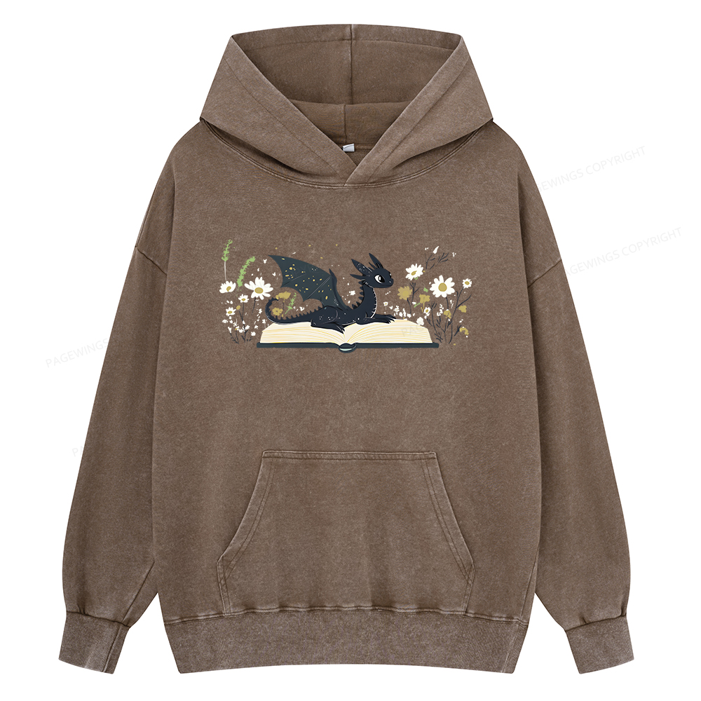 Pagewings Dragon Book Unisex Washed Hoodie