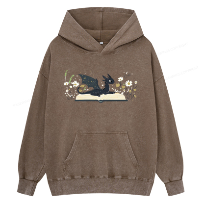 Pagewings Dragon Book Unisex Washed Hoodie