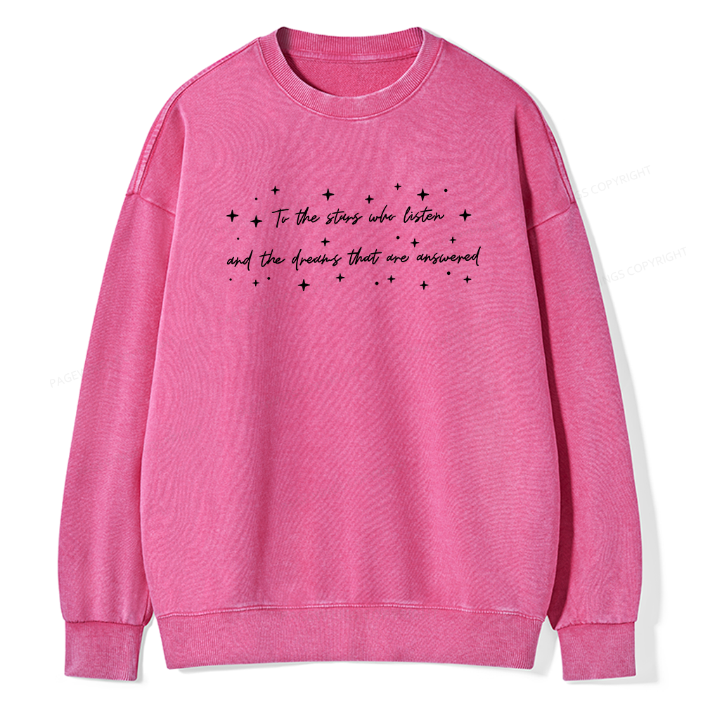 Pagewings To the Stars Who Listen Unisex Washed Sweatshirt