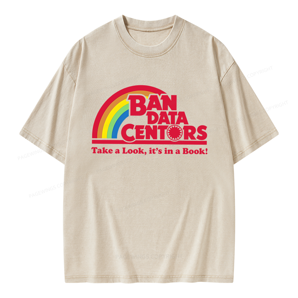 Pagewings Ban Data Centers Read Books Unisex Washed T-shirt