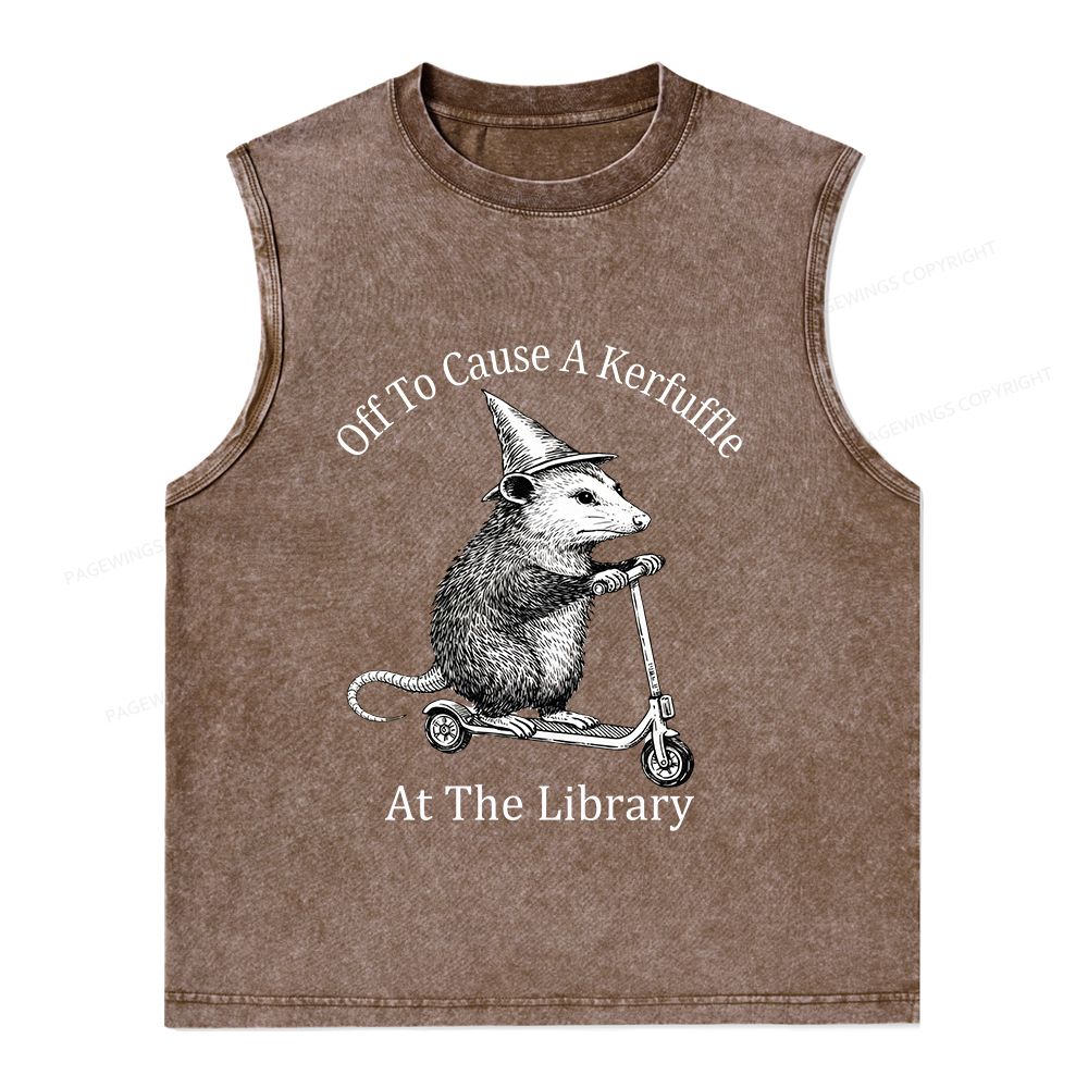 Pagewings Off To Cause A Kerfuffle Unisex Washed Tank Top