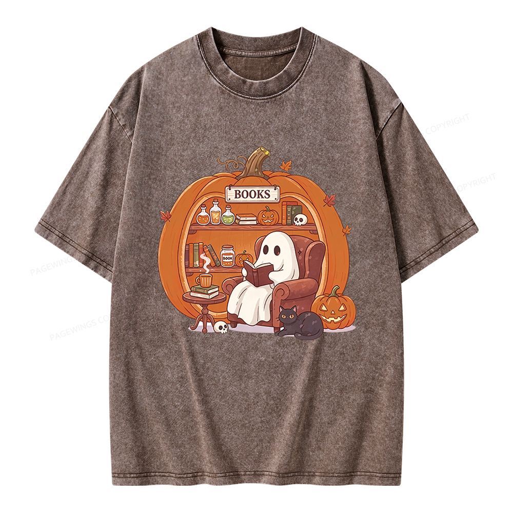 Pagewings Reading Ghost Unisex Washed T-shirt