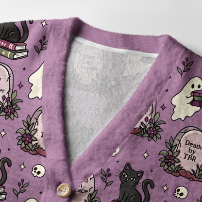 Pagewings Ghosts Love Reading Light Knit Unisex Cardigan Sweaters