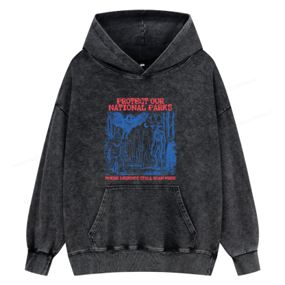 Pagewings Protect Our Parks Vintage Camping Unisex Washed Hoodie