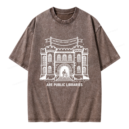 Pagewings I Support Are Public Libraries Unisex Washed T-shirt