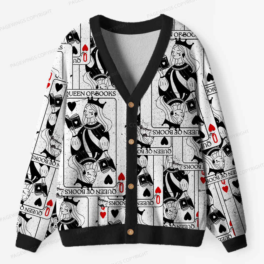 Pagewings Queen Of Books Unisex Ugly Cardigan Sweaters