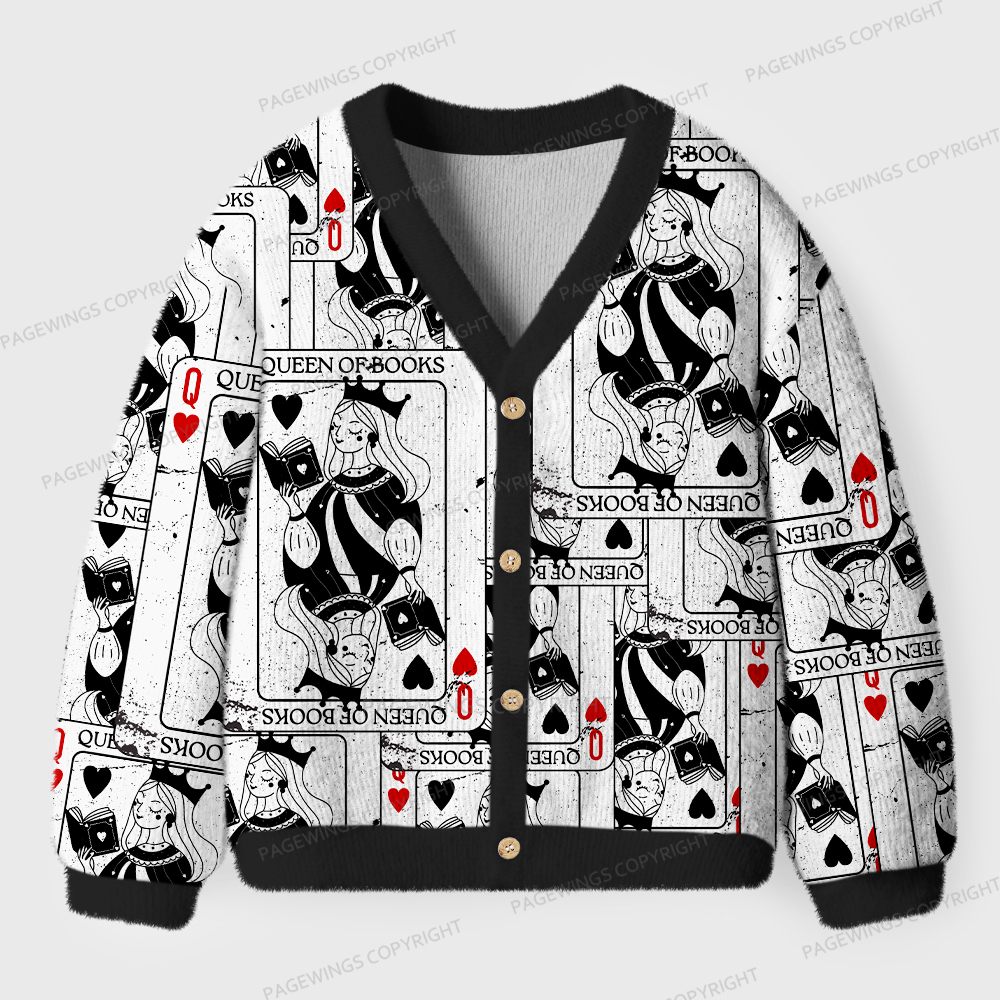 Pagewings Queen Of Books Unisex Ugly Cardigan Sweaters