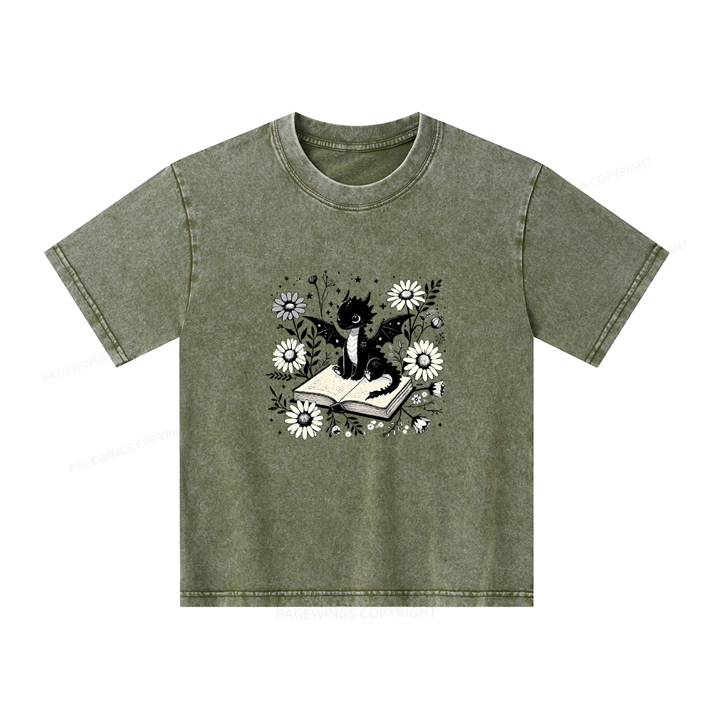 Pagewings Bookworm Dragon Unisex Kids Washed T-shirt