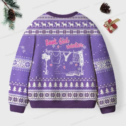 Pagewings Book Girl Winter Unisex Ugly Knit Sweatshirt