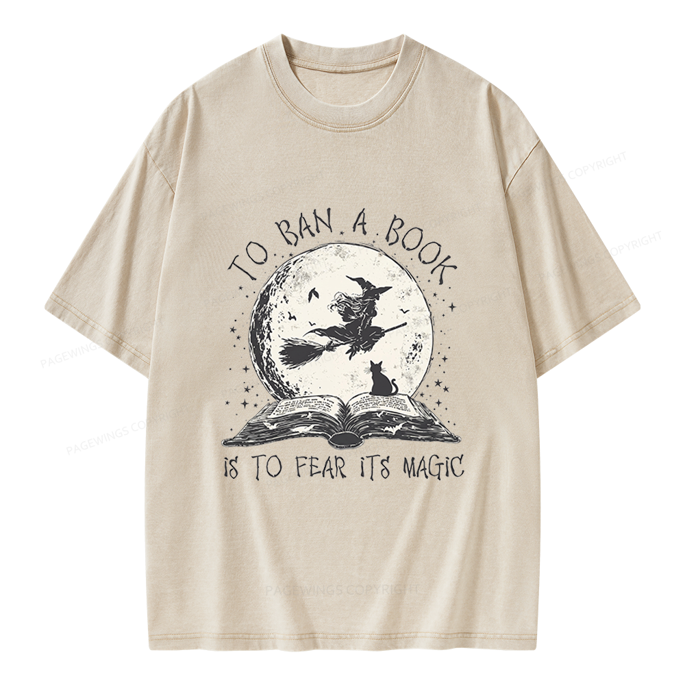 Pagewings Halloween Witch Book Unisex Washed T-shirt