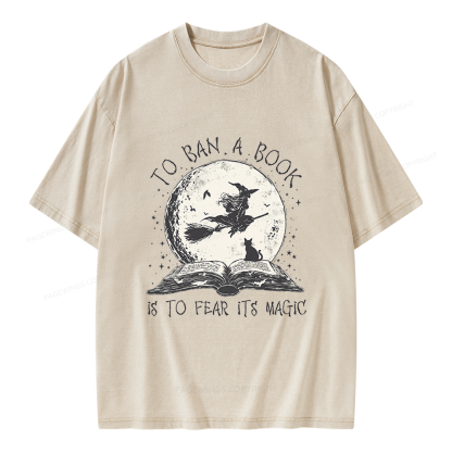 Pagewings Halloween Witch Book Unisex Washed T-shirt