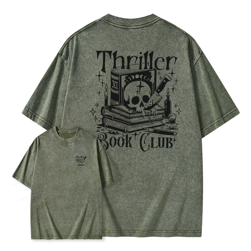Pagewings Thriller Book Club Shirt Unisex Washed T-shirt