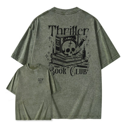 Pagewings Thriller Book Club Shirt Unisex Washed T-shirt