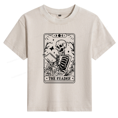 Pagewings Halloween The Reader Tarot Card Women's Washed T-shirt