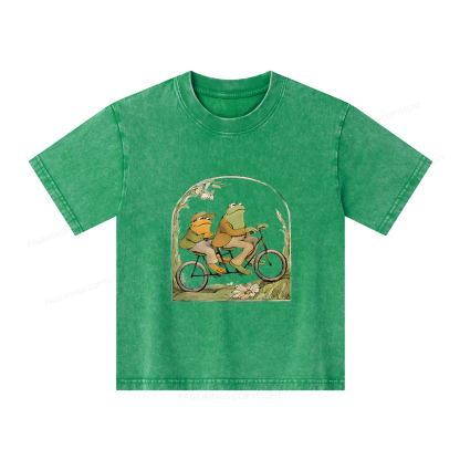Pagewings Frog And Toad Book Vintage Unisex Kids Washed T-shirt
