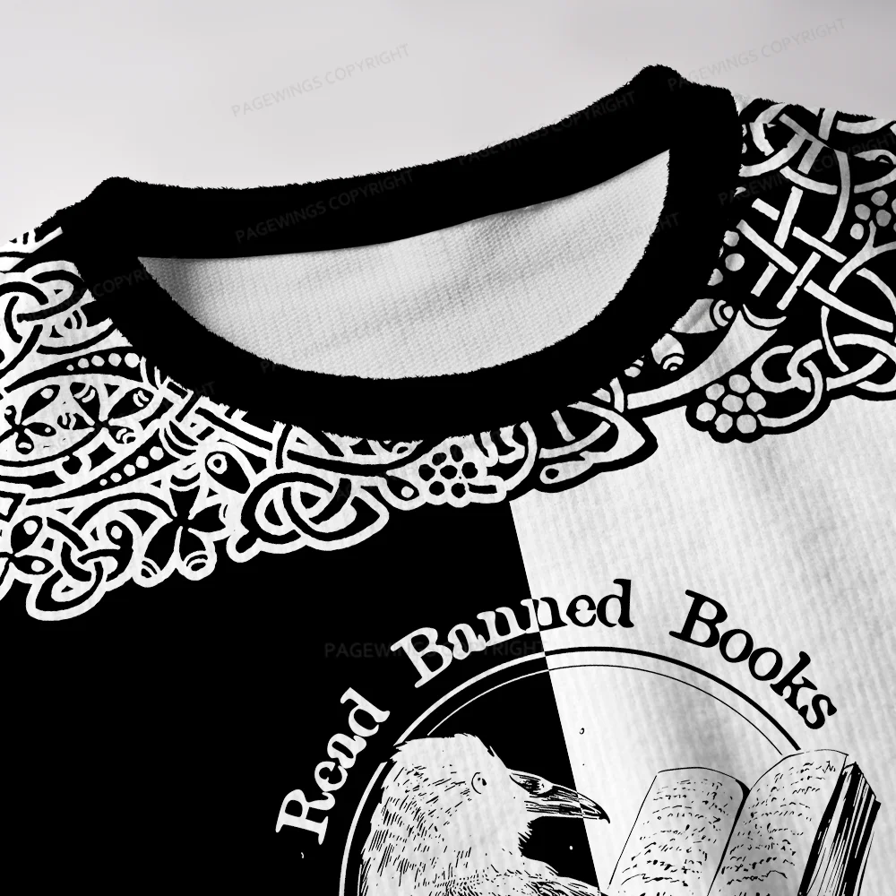 Pagewings Read Banned Books Gain Forbidden Knowledge Unisex Ugly Knit Sweatshirt