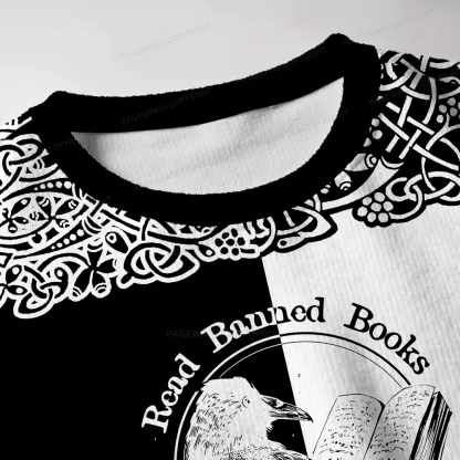 Pagewings Read Banned Books Gain Forbidden Knowledge Unisex Ugly Knit Sweatshirt