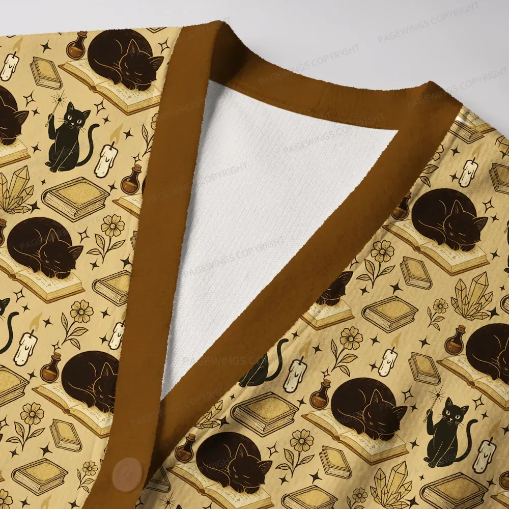 Pagewings Cats And Reading Unisex Ugly Cardigan Sweaters