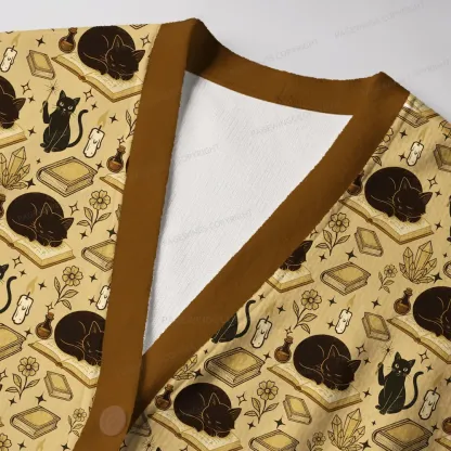 Pagewings Cats And Reading Unisex Ugly Cardigan Sweaters