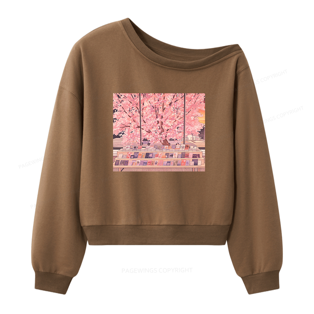 Pagewings Cozy Reading Women Off Shoulder Sweatshirt