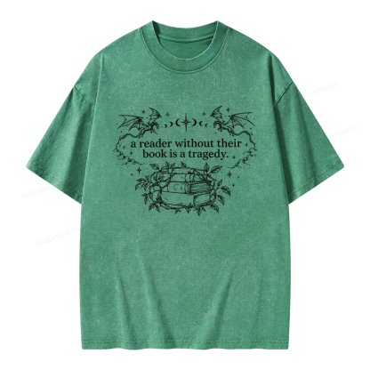 Pagewings A Reader Without Their Book Is a Tragedy Unisex Washed T-shirt
