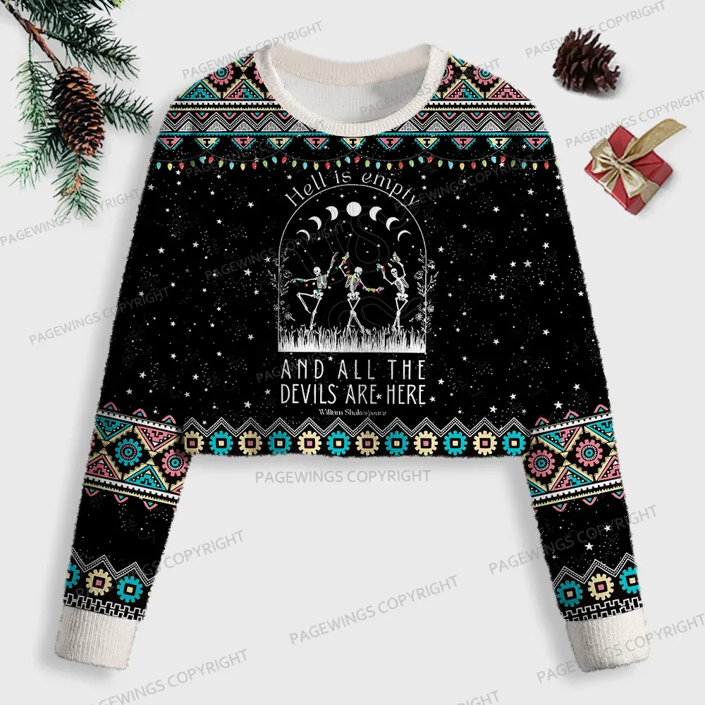 Pagewings Hell Is Empty And All The Devils Are Here Women Ugly Crop Sweatshirt