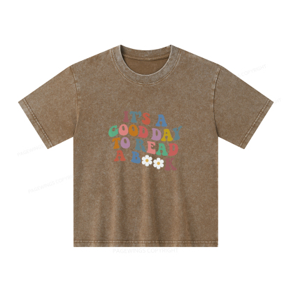 Pagewings It's A Good Day To Read A Book Unisex Kids Washed T-shirt