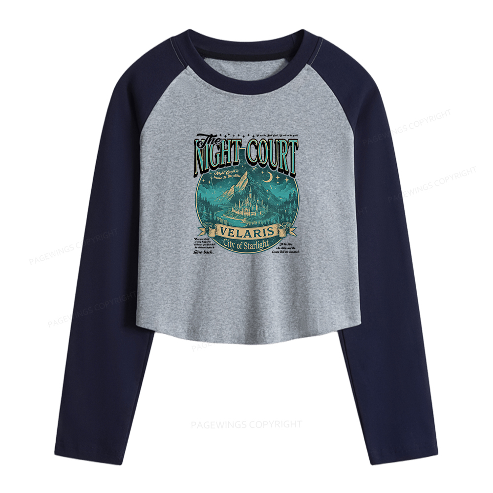Pagewings The Night Court Women Long Sleeve Crop Raglan T-shirt