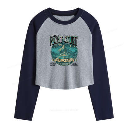 Pagewings The Night Court Women Long Sleeve Crop Raglan T-shirt