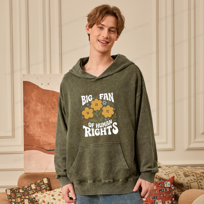 Pagewings Big Fan of Human Rights Unisex Washed Hoodie