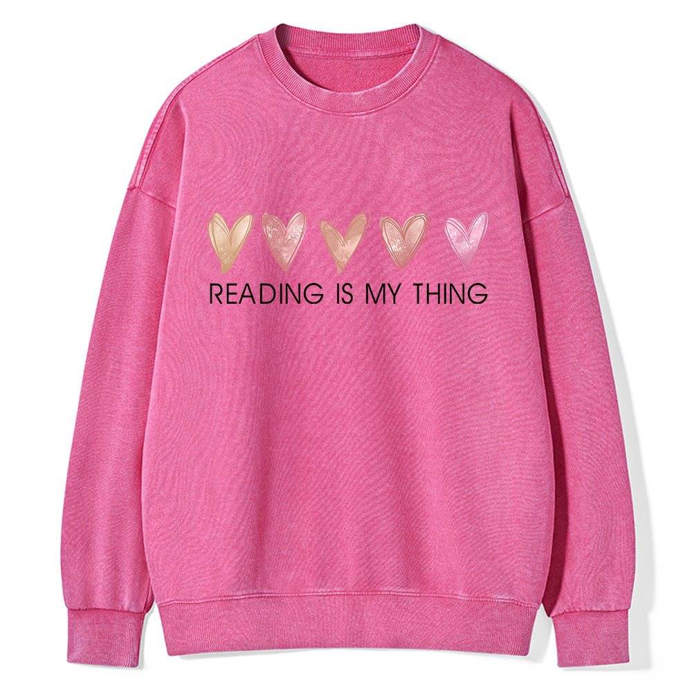 Pagewings Reading is My Thing Unisex Washed Sweatshirt