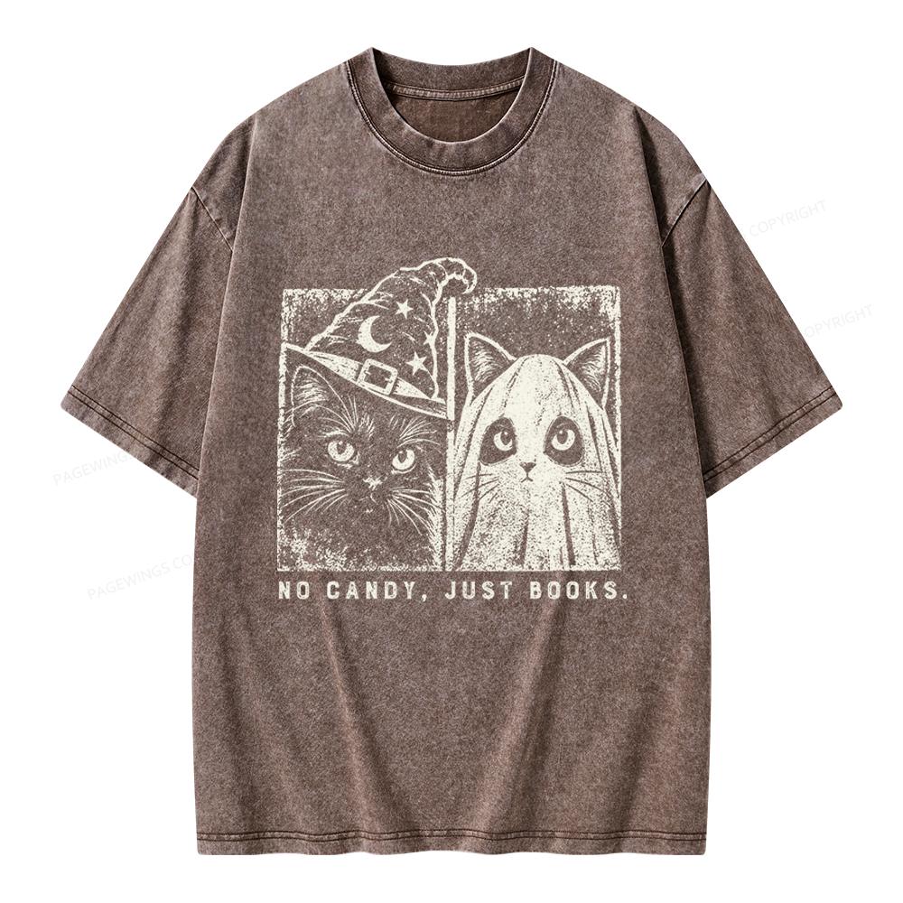 Pagewings No Candy Just Books Unisex Washed T-shirt