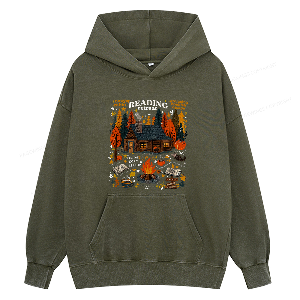 Pagewings Reading Retreat Unisex Washed Hoodie