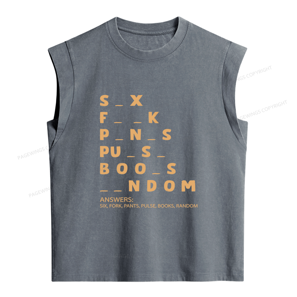 Pagewing Funny Humor Word Puzzle Women's Washed Tank Top