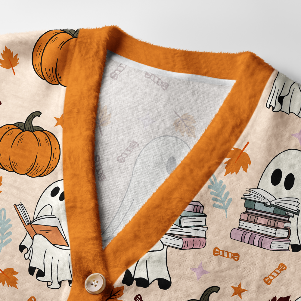 Pagewings Halloween Bookish Light Knit Unisex Cardigan Sweaters