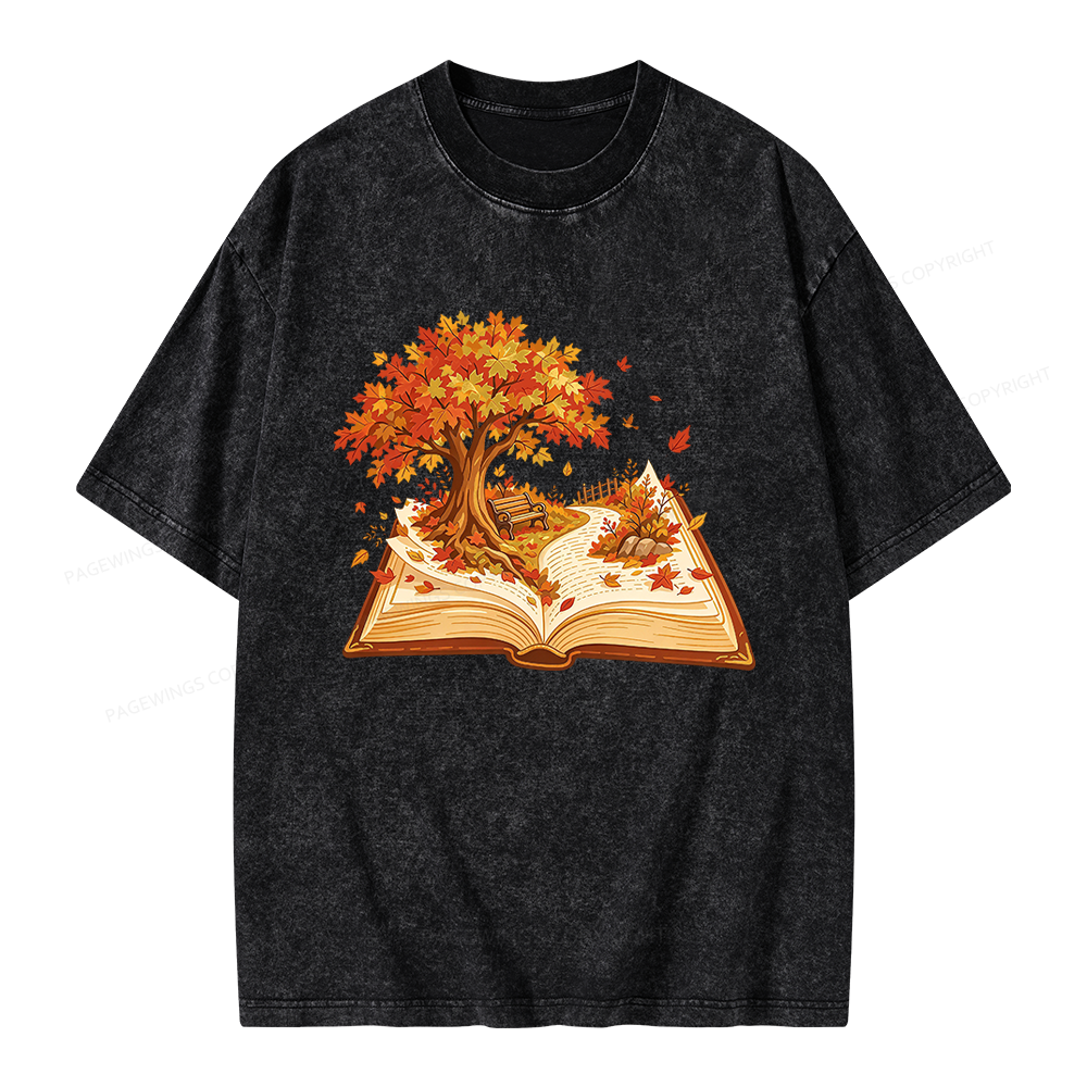 Pagewings Autumn Book Unisex Washed T-shirt