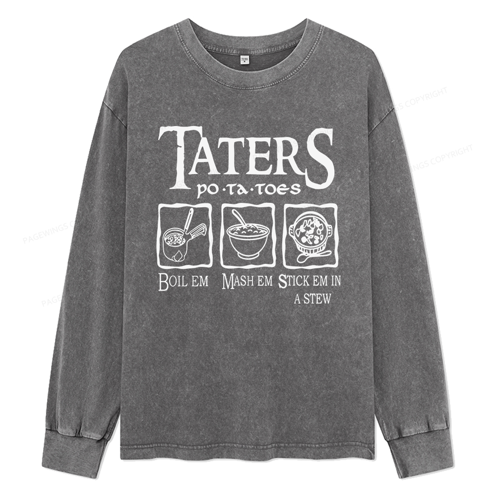 Pagewings Taters PoTaToes Unisex Washed Long Sleeve T-shirt