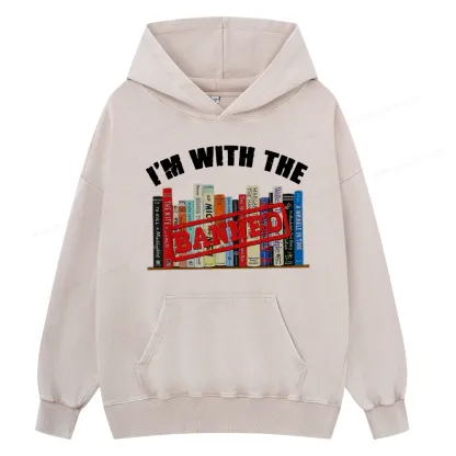 Pagewings I'm With The Banned Funny Book Unisex Washed Hoodie