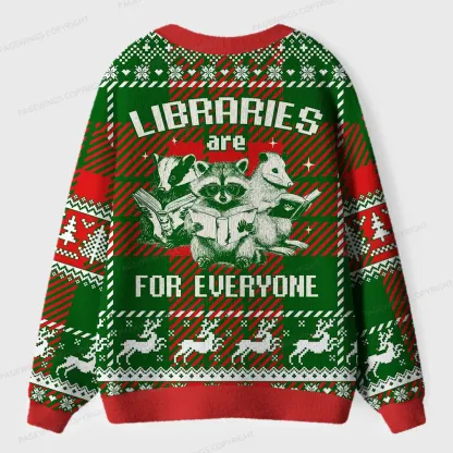 Pagewings Libraries For Everyone Unisex Ugly Cardigan Sweaters