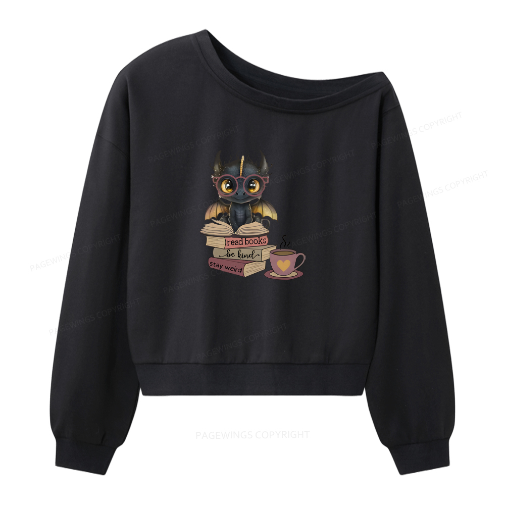 Pagewings Fantasy Reading Dargon Women Off Shoulder Sweatshirt