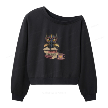 Pagewings Fantasy Reading Dargon Women Off Shoulder Sweatshirt