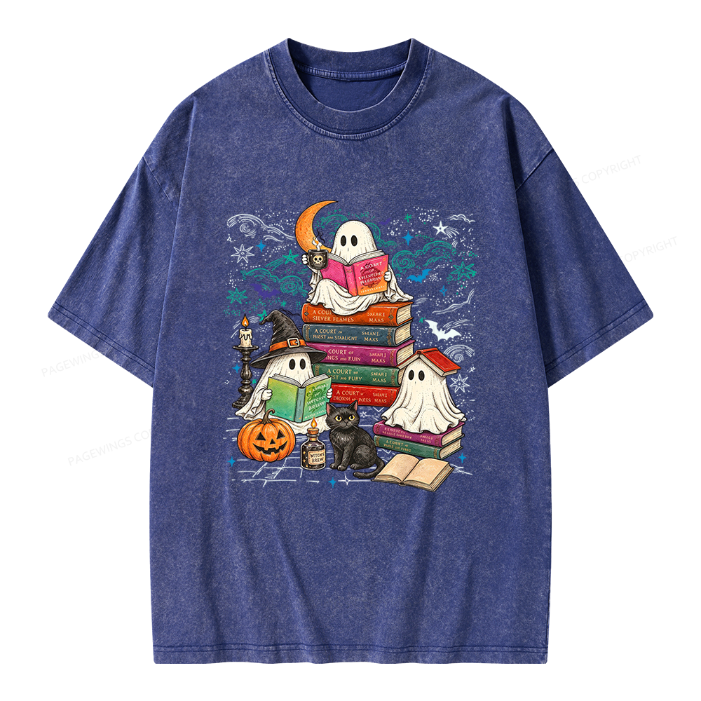 Pagewings Fantasy Ghost Reader Unisex Washed T-shirt