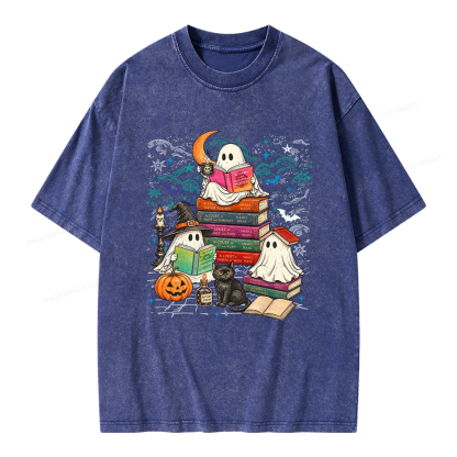 Pagewings Fantasy Ghost Reader Unisex Washed T-shirt