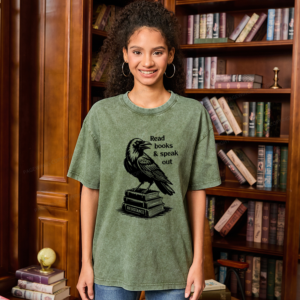 Pagewings Read Books Speak Out Unisex Washed T-shirt