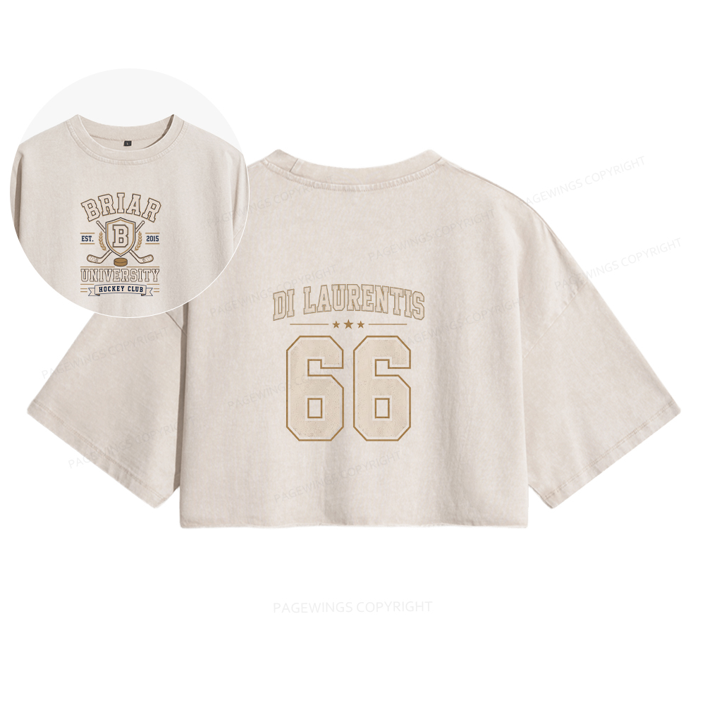 Pagewings Hockey Romance Women's Washed Cropped T-shirt
