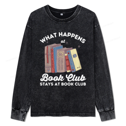 Pagewings Stays At Book Club Book Unisex Washed Long Sleeve T-shirt