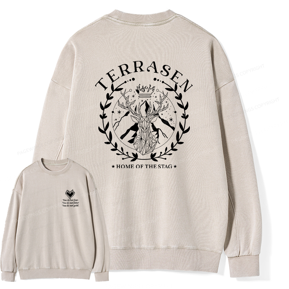 Pagewings Fireheart Embroidery Unisex Washed Sweatshirt