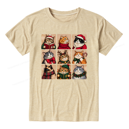 Pagewings Christmas Cats Unisex Heather T-Shirt